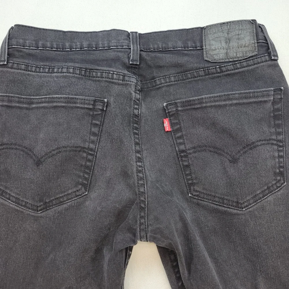 Levi's 502 Regular Taper Jeans Mens 32x32 Black Denim Stretch Mid Rise